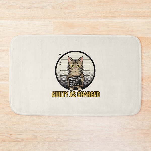 Item preview, Guilty As Charged Cat Mugshot Funny Pet Meme designed and sold by HoopeStylee.