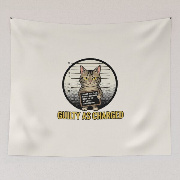 Item preview, Guilty As Charged Cat Mugshot Funny Pet Meme designed and sold by HoopeStylee.