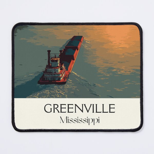 Item preview, Greenville Mississippi River | Towboat at Sunset Art Print designed and sold by TuncGK.
