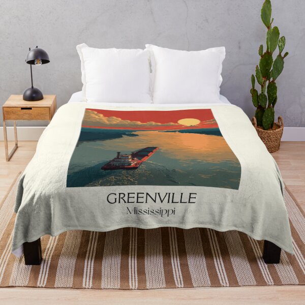 Item preview, Greenville Mississippi River | Towboat at Sunset Art Print designed and sold by TuncGK.