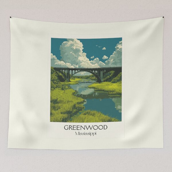 Item preview, Greenwood Mississippi River Bridge | Yazoo River Art Print designed and sold by TuncGK.