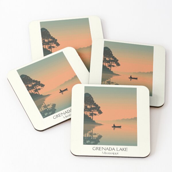 Item preview, Grenada Lake Mississippi | Misty Morning Fishing Art Print designed and sold by TuncGK.