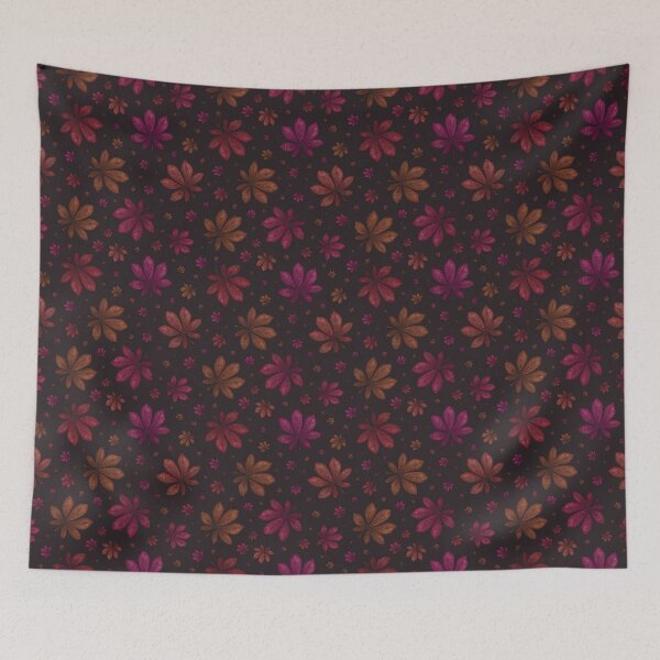 Item preview, Pattern of colorful autumn leaves on a dark background designed and sold by Cherevan.