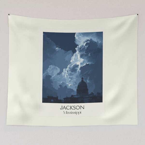 Item preview, Jackson Mississippi Statehouse | Dramatic Sky Art Print designed and sold by TuncGK.