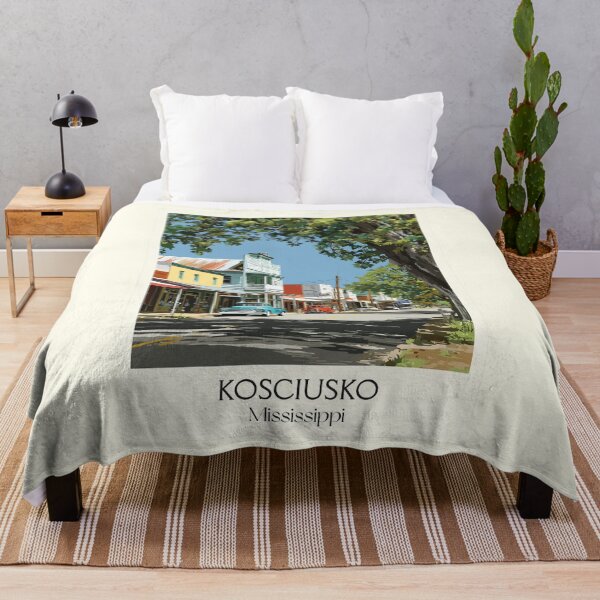 Item preview, Kosciusko Mississippi Main Street | Nostalgic Town Art Print designed and sold by TuncGK.
