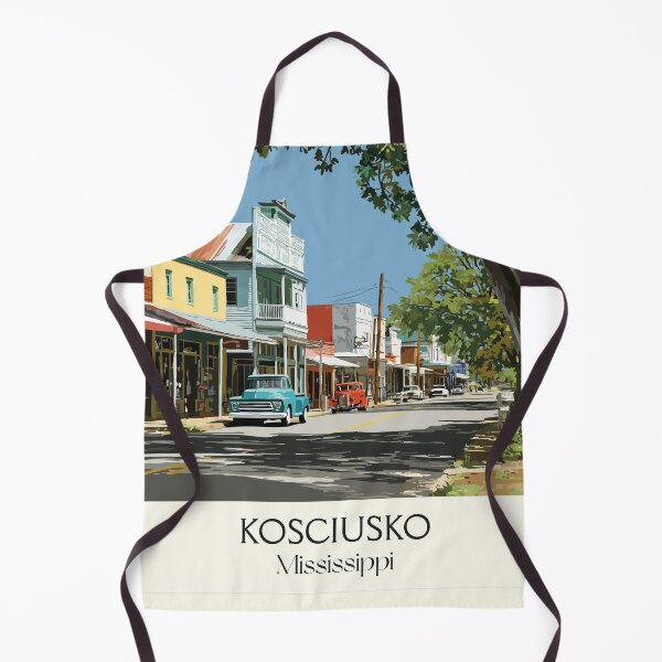 Item preview, Kosciusko Mississippi Main Street | Nostalgic Town Art Print designed and sold by TuncGK.