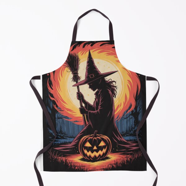 Item preview, Witch Silhouette with Broomstick — Fire Moon / Witch Silhouette designed and sold by FusiTink.