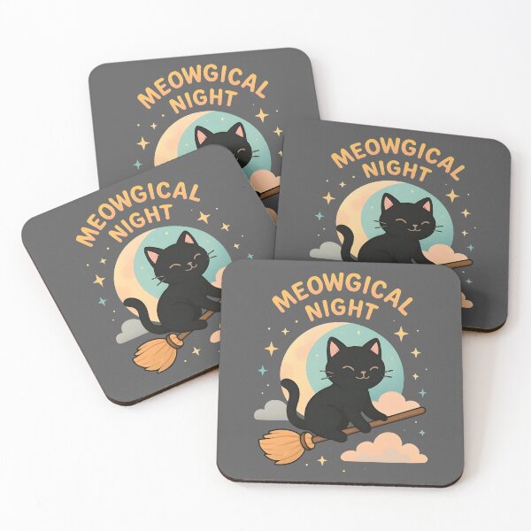 Item preview, Meowgical Night Cute Black Cat Broomstick Design designed and sold by Dantin.