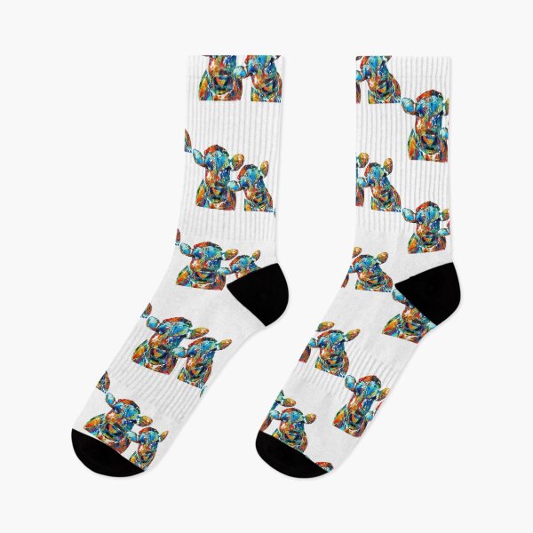 Item preview, When Cows Photo Bomb Colorful Cow Art designed and sold by Sharon Cummings Art.