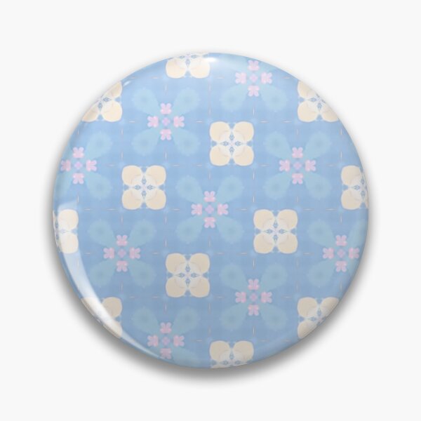 Item preview, Seamless pastel floral tile pattern with cream and pink on blue designed and sold by juthamas8426.