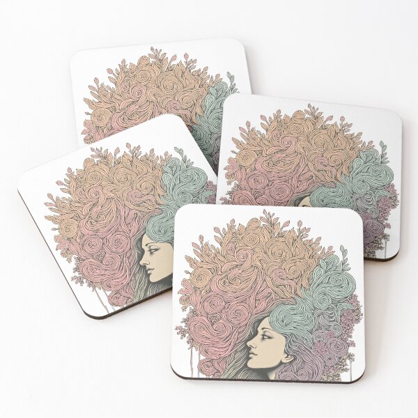 Item preview, Whispers of Nature – Feminine Flowing Hair Illustration designed and sold by MindTripLabs.