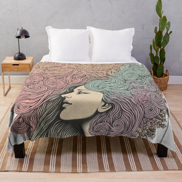 Artikelvorschau, Whispers of Nature – Feminine Flowing Hair Illustration entworfen und verkauft von MindTripLabs.
