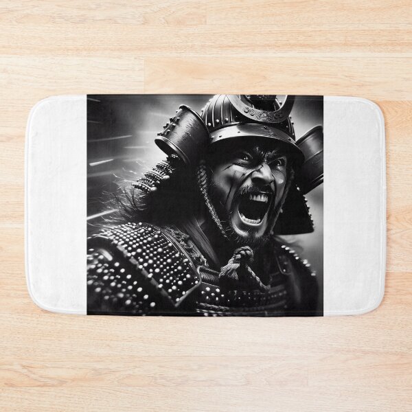 Item preview, Samurai Warrior Battle Cry – Dramatic Black and White Japanese Cinema Art Print designed and sold by youkee.