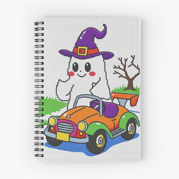 Item preview, Cute Kawaii Ghost in Witch Hat – Spooky Cross Stitch Halloween Art designed and sold by MiraLumeStudio.