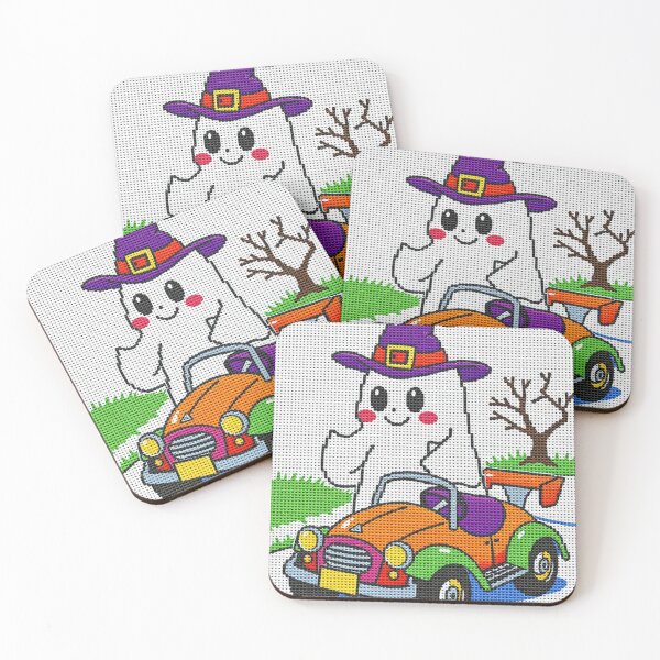 Item preview, Cute Kawaii Ghost in Witch Hat – Spooky Cross Stitch Halloween Art designed and sold by MiraLumeStudio.