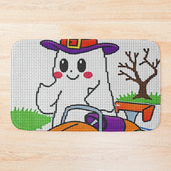 Item preview, Cute Kawaii Ghost in Witch Hat – Spooky Cross Stitch Halloween Art designed and sold by MiraLumeStudio.