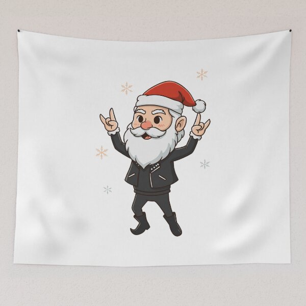 Item preview, Rocker Santa Claus with Rock On Hands and Snowflakes designed and sold by RGShirtWorks.