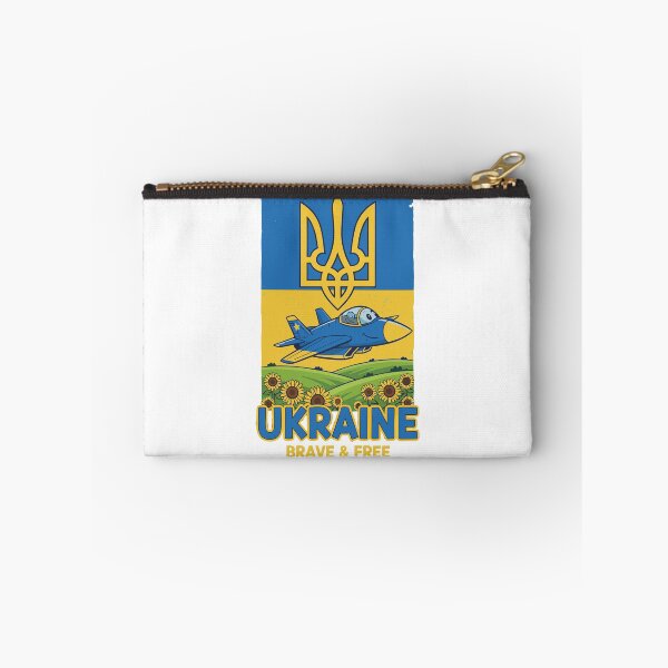 Item preview, Ukraine Brave & Free Cartoon with Fighter Jet designed and sold by RGShirtWorks.