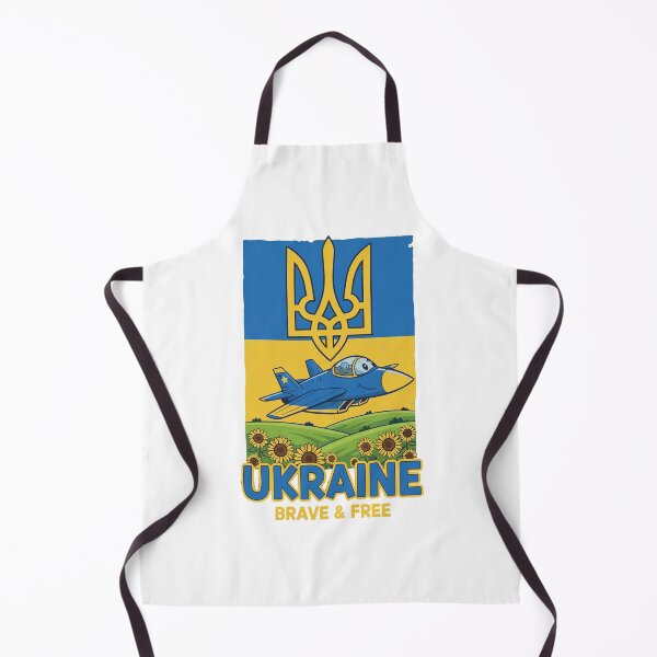 Item preview, Ukraine Brave & Free Cartoon with Fighter Jet designed and sold by RGShirtWorks.