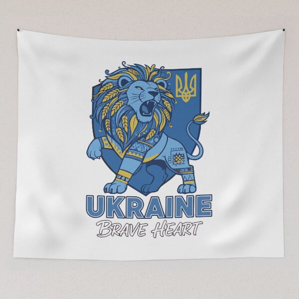 Item preview, Ukrainian Brave Heart Lion Emblem with Trident designed and sold by RGShirtWorks.