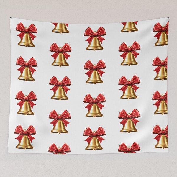 Item preview, Golden Christmas Bell Illustration with Red Ribbon Bow | Festive Holiday Decoration | Elegant Seasonal Art designed and sold by PixelVibe782.