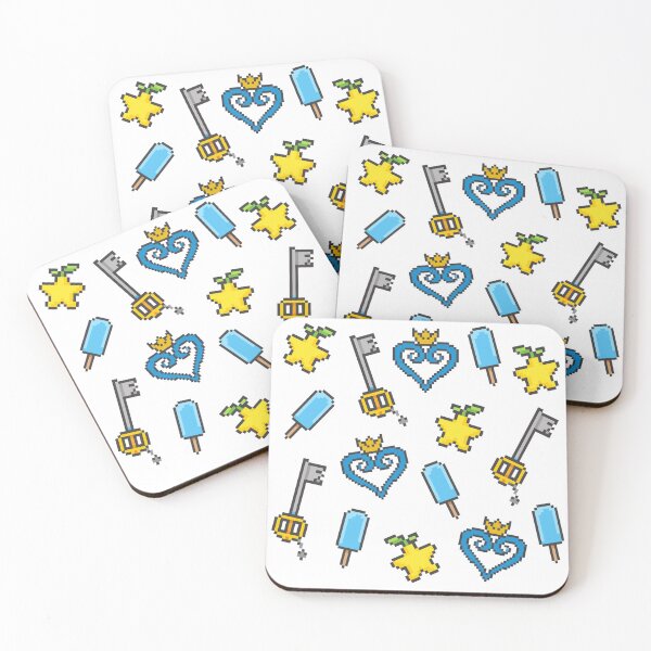 Item preview, 8-Bit Kingdom Hearts Pattern – Pixel Heart, Keyblade, Paopu Fruit & Sea Salt Ice Cream designed and sold by Beezy-Kneez.