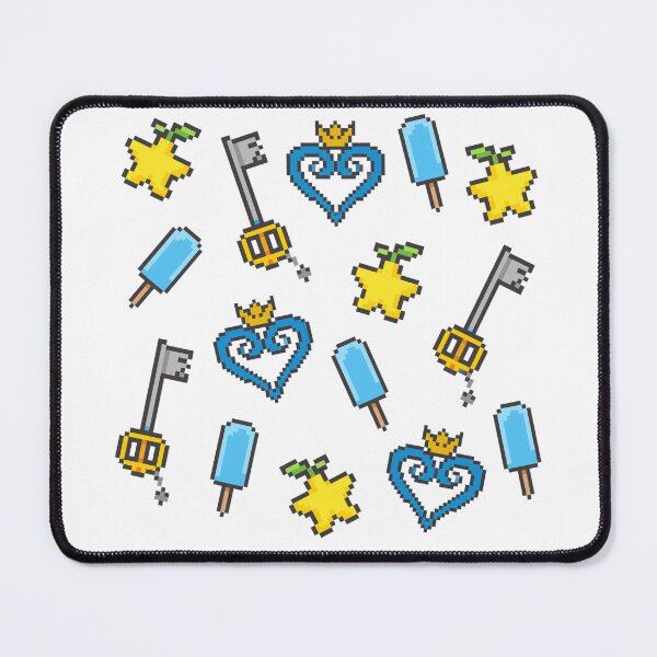 Item preview, 8-Bit Kingdom Hearts Pattern – Pixel Heart, Keyblade, Paopu Fruit & Sea Salt Ice Cream designed and sold by Beezy-Kneez.