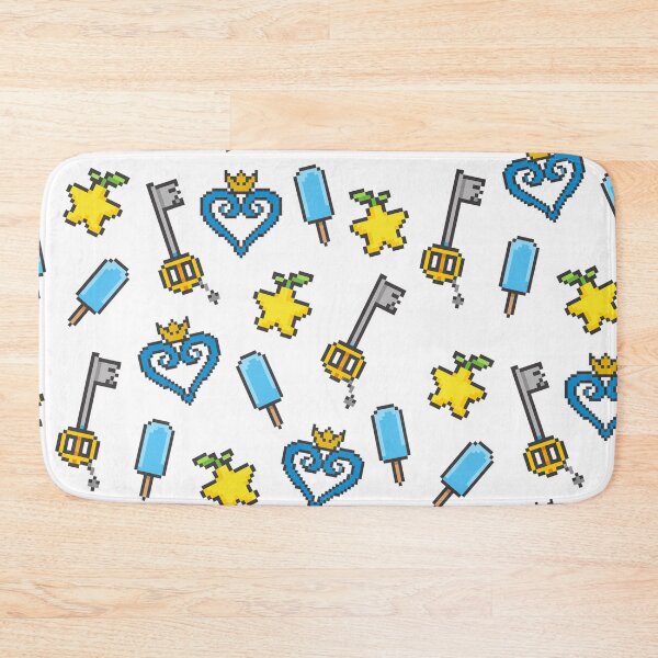 Item preview, 8-Bit Kingdom Hearts Pattern – Pixel Heart, Keyblade, Paopu Fruit & Sea Salt Ice Cream designed and sold by Beezy-Kneez.