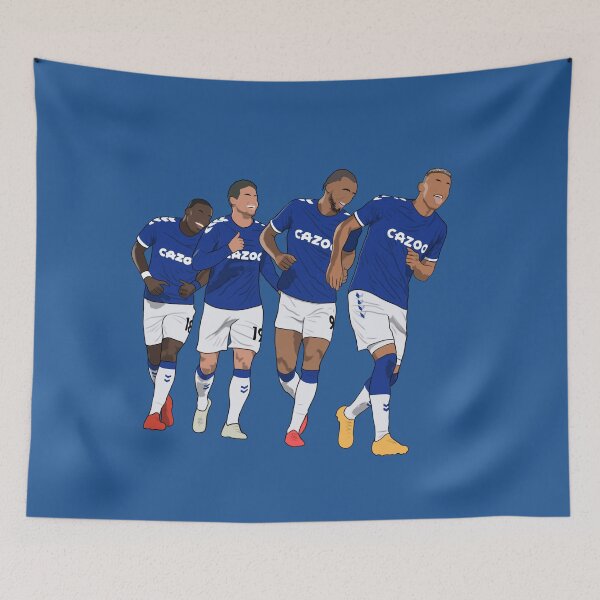 Item preview, Everton Goal Celebration Richarlison Calvert Lewin Rodriguez Nkounkou designed and sold by PiscesVibes.