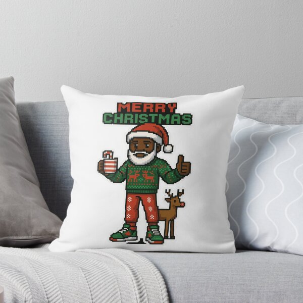 Item preview, Retro Christmas Pixel Black Santa Claus with Ugly Sweater designed and sold by CoachEkong.