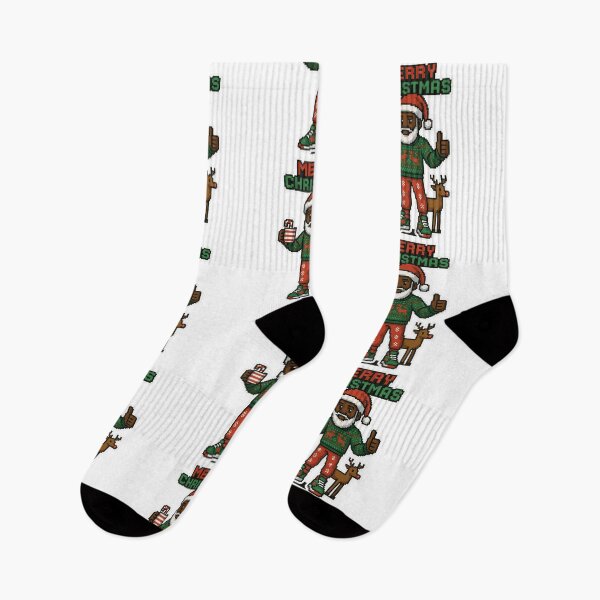 Item preview, Retro Christmas Pixel Black Santa Claus with Ugly Sweater designed and sold by CoachEkong.