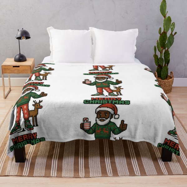 Item preview, Retro Christmas Pixel Black Santa Claus with Ugly Sweater designed and sold by CoachEkong.