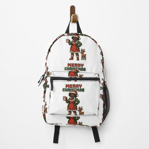 Item preview, Retro Christmas Pixel Mrs. Black Santa Claus with Ugly Sweater designed and sold by CoachEkong.