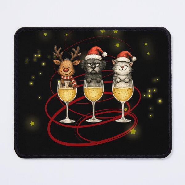 Item preview, Paws & Prosecco – Funny Christmas Cat and Dog Design designed and sold by zboro-art.