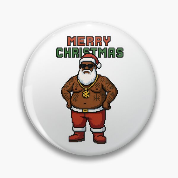 Item preview, tattooed funny retro black Santa Claus pixel art   designed and sold by CoachEkong.