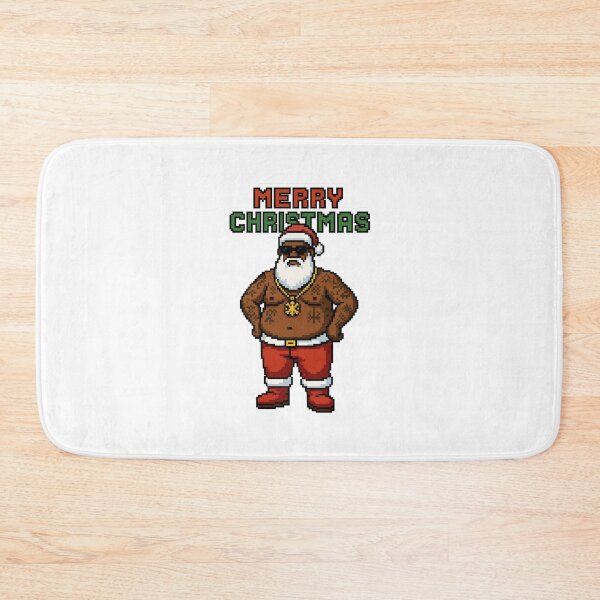 Item preview, tattooed funny retro black Santa Claus pixel art   designed and sold by CoachEkong.