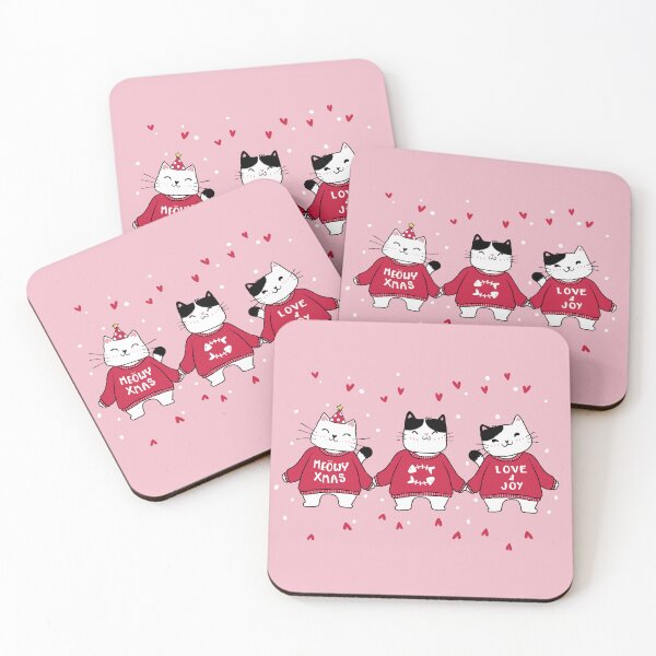 Item preview, Love and Joy Cats - Pink (Merry Catmas Collection) designed and sold by Aubergine Designs.