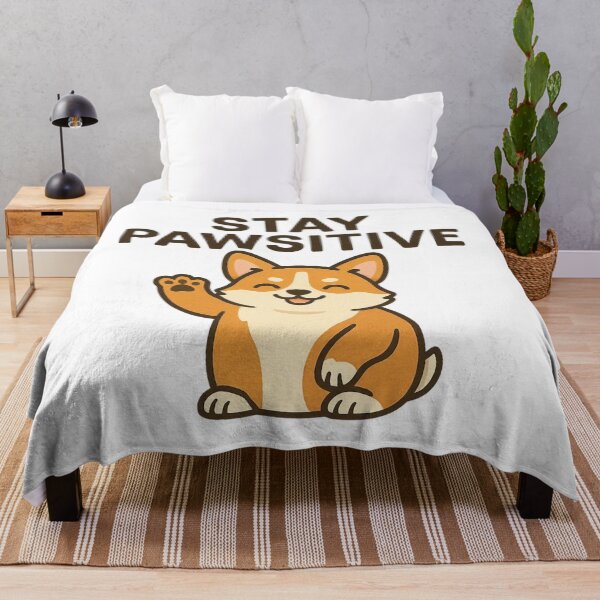 Item preview, Stay Pawsitive Funny Corgi Dog Cartoon Motivational Design. designed and sold by The-T-In-Retro.
