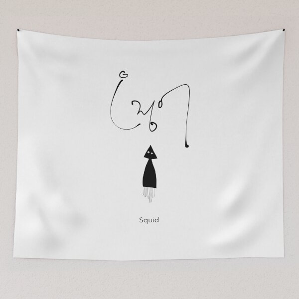 Item preview, Squid in Korean Calligraphy (O-Jing-Eo), Minimalist Illustration designed and sold by Red Onion.