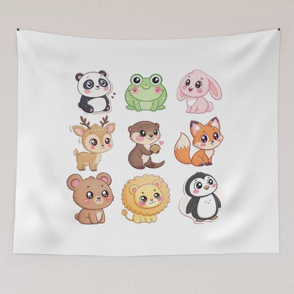 Item preview, Pastel Kawaii Critters with Frogs and Foxes designed and sold by DariaOltes.