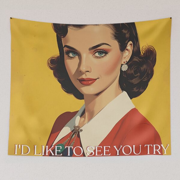Item preview, Vintage Pretty Retro Girl I like to see you try designed and sold by Vintage City.