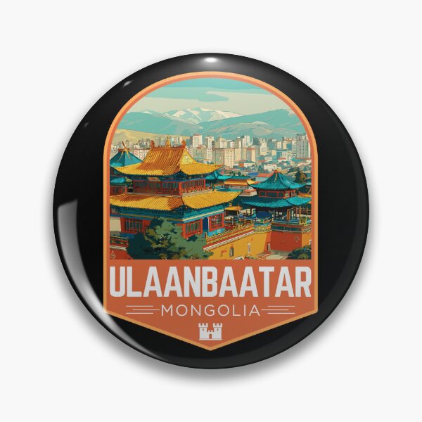 Item preview, Ulaanbaatar in Mongolia, Retro Travel Art Emblem designed and sold by MaateoDesign.