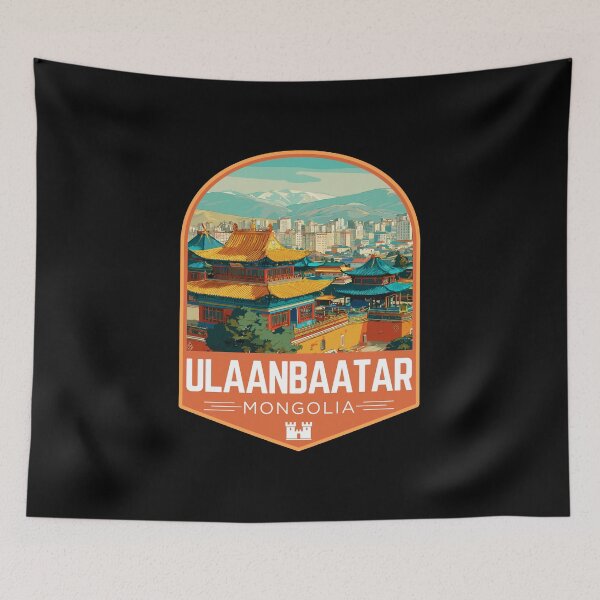 Item preview, Ulaanbaatar in Mongolia, Retro Travel Art Emblem designed and sold by MaateoDesign.