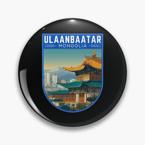 Item preview, Ulaanbaatar in Mongolia, Vintage Travel Art Badge designed and sold by MaateoDesign.