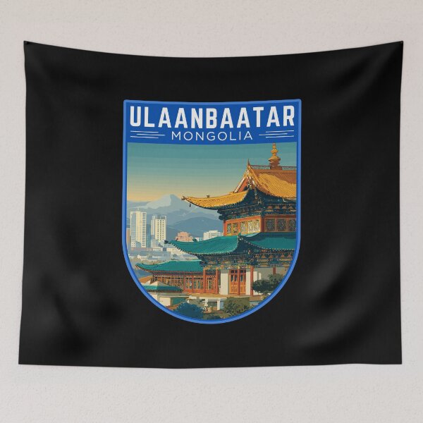 Item preview, Ulaanbaatar in Mongolia, Vintage Travel Art Badge designed and sold by MaateoDesign.