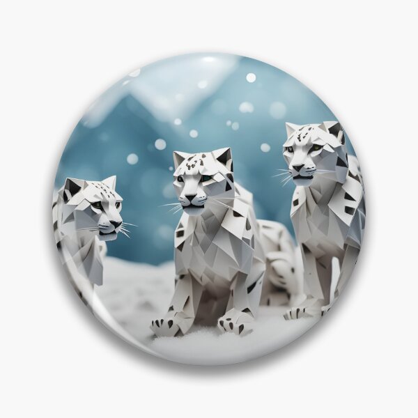 Item preview,  Origami Art - Silent Majesty: Snow Leopards Prowling in a Blanket of Snow designed and sold by ArtfulFolds.