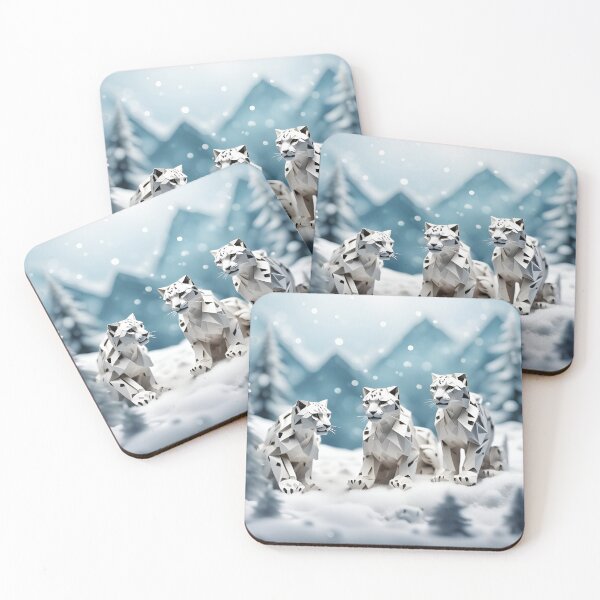 Item preview,  Origami Art - Silent Majesty: Snow Leopards Prowling in a Blanket of Snow designed and sold by ArtfulFolds.