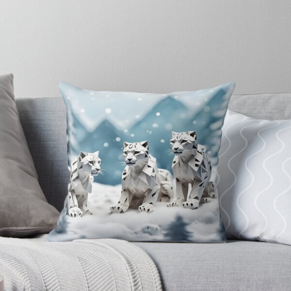 Item preview,  Origami Art - Silent Majesty: Snow Leopards Prowling in a Blanket of Snow designed and sold by ArtfulFolds.