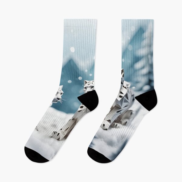 Item preview,  Origami Art - Silent Majesty: Snow Leopards Prowling in a Blanket of Snow designed and sold by ArtfulFolds.