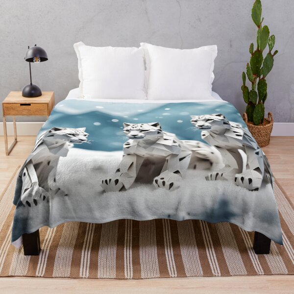 Item preview, Origami Art - Silent Majesty: Snow Leopards Prowling in a Blanket of Snow designed and sold by ArtfulFolds.